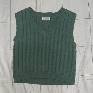 Knitted sweater vest (teal, blue/green)